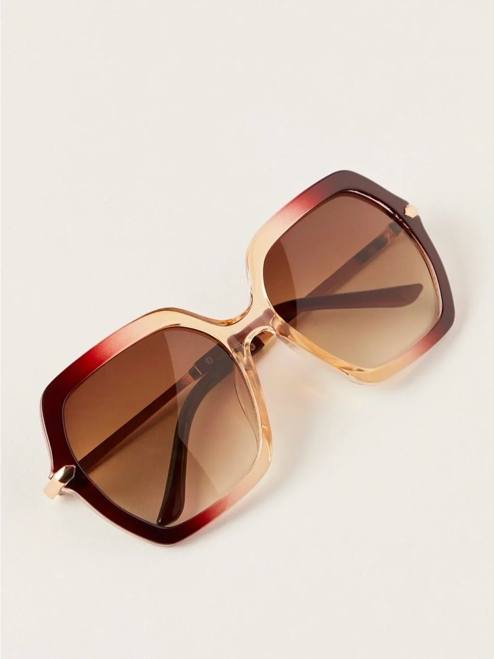 Free People Polly Oversize Square Sunglasses |Ombre Brown Gradient UV Protection